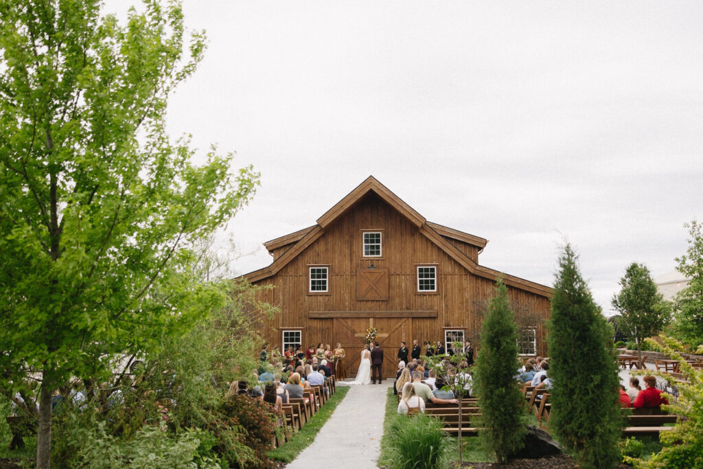 Wedding Ceremony set up at the Heartland Country Barn wedding venue in Nebraska 