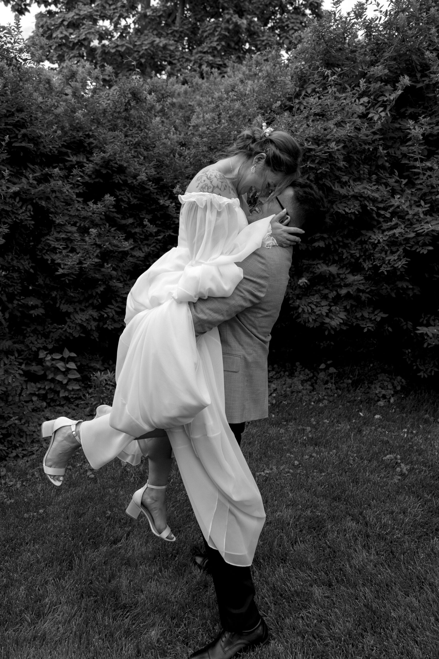 Kevin and Becca on their wedding day after the intimate ceremony