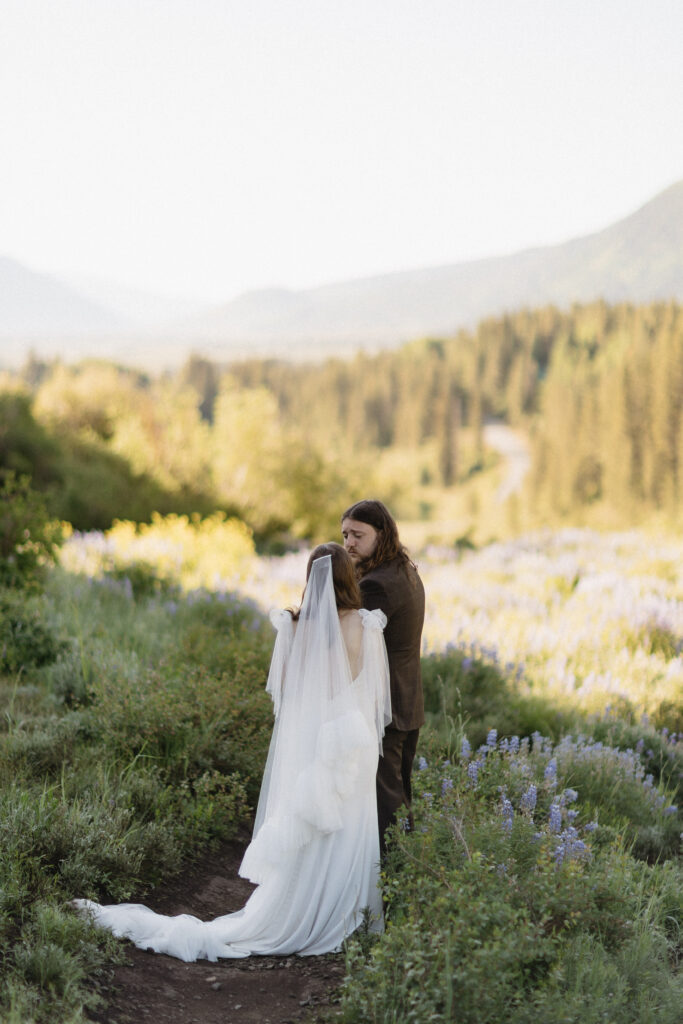 Sunrise portraits of bride and groom