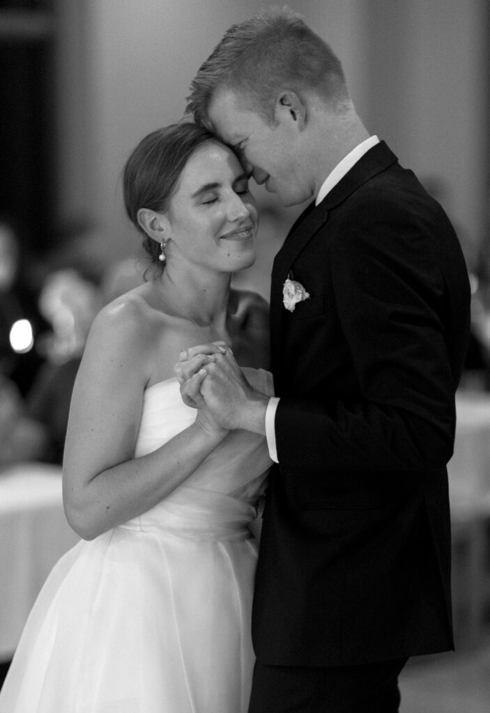 bride and groom have their first dance