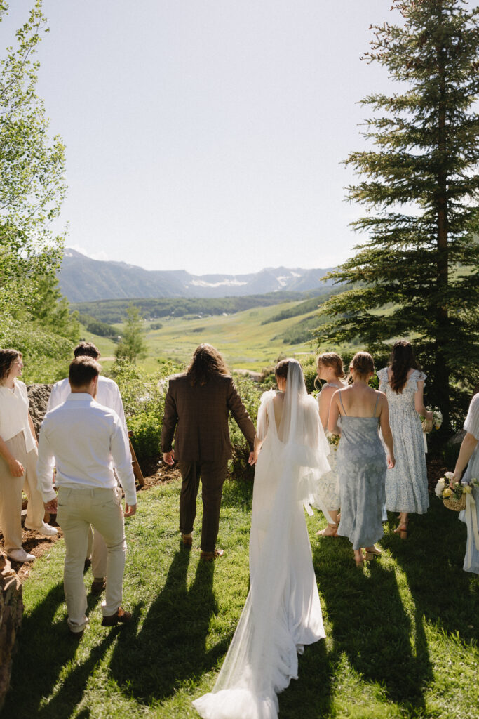 bridal party at intimate wedding 