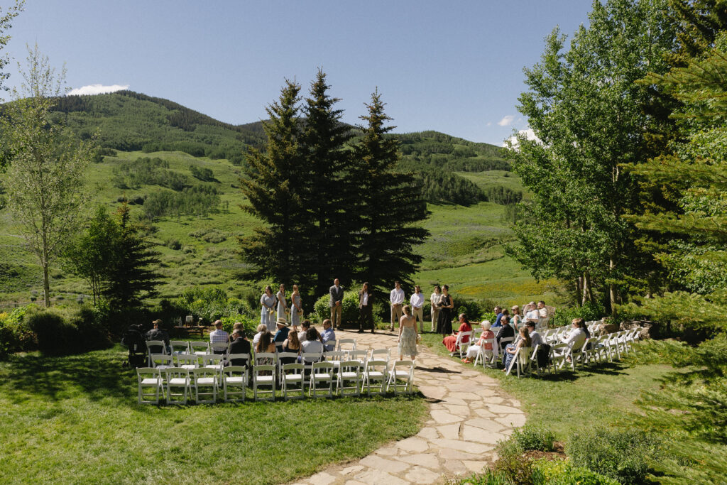 Intimate ceremony space at mountain wedding garden in crested butte 
