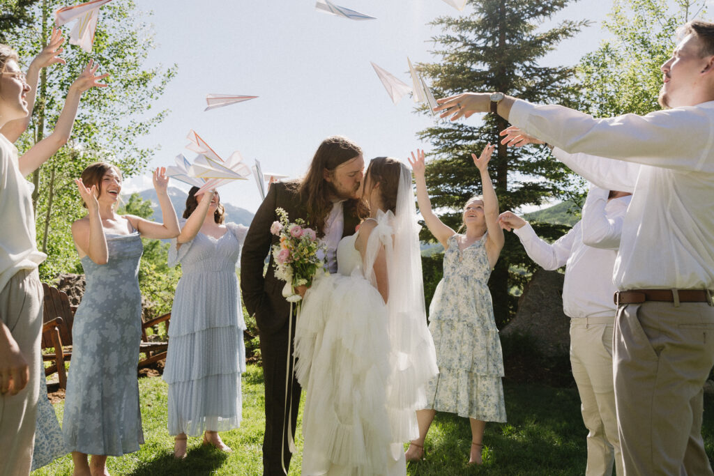 bridal party portraits after an intimate wedding at the Mountain Wedding Garden 