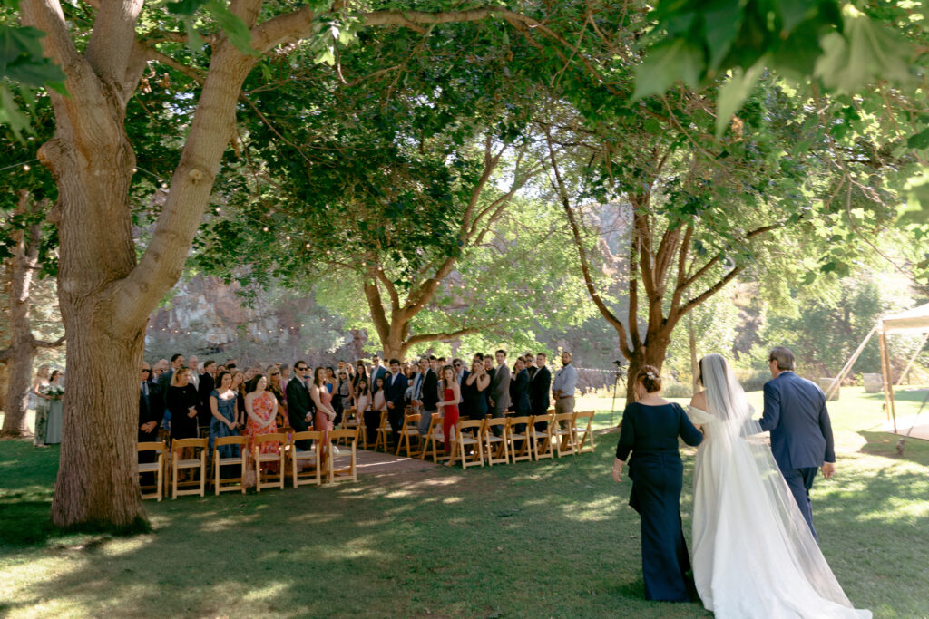 bride and groom planned outdoor wedding ceremony 