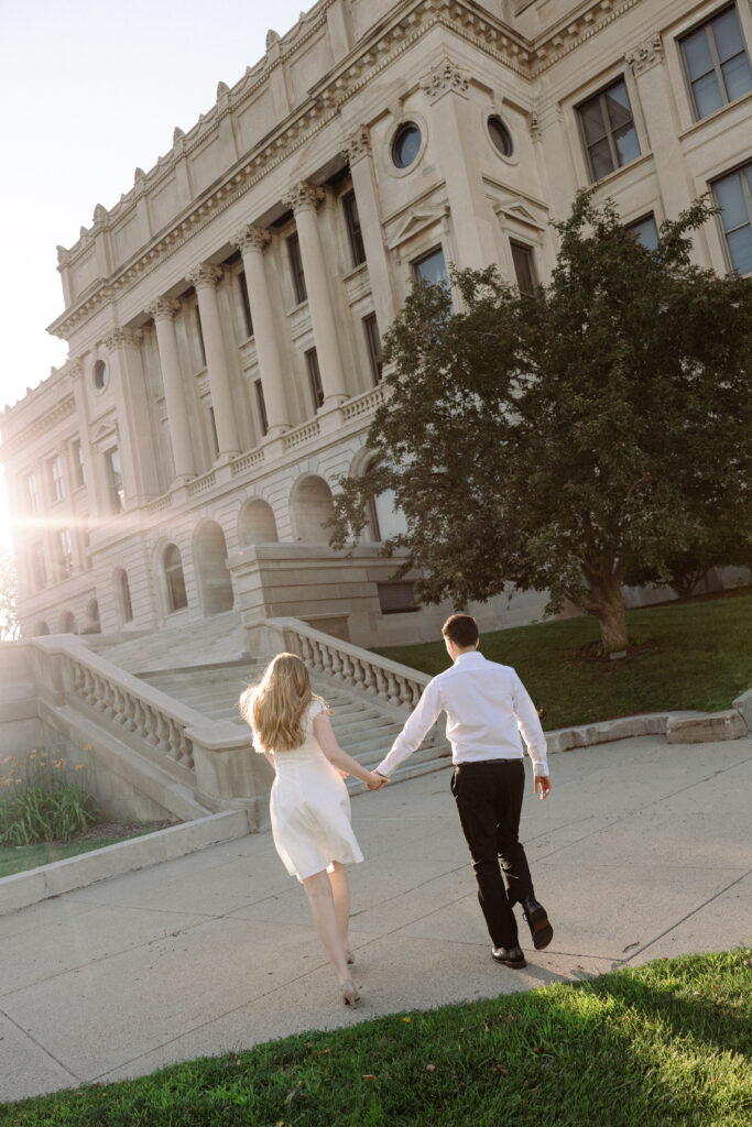 Central High School is one of the best places to take engagement photos in downtown omaha 