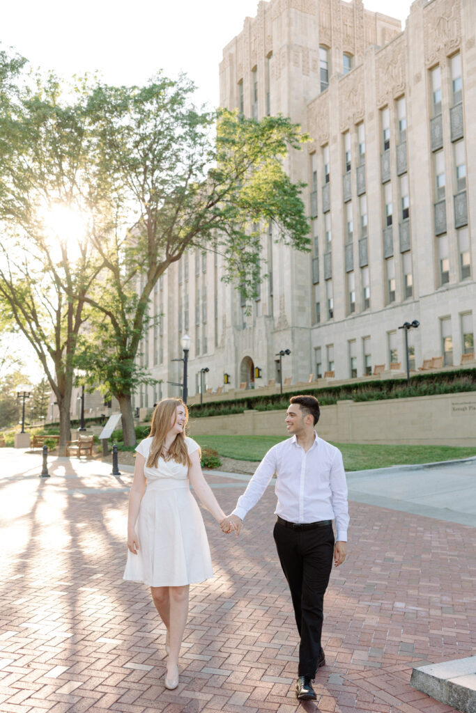 engagement photos in downtown Omaha Nebraska with Zac and Anna 