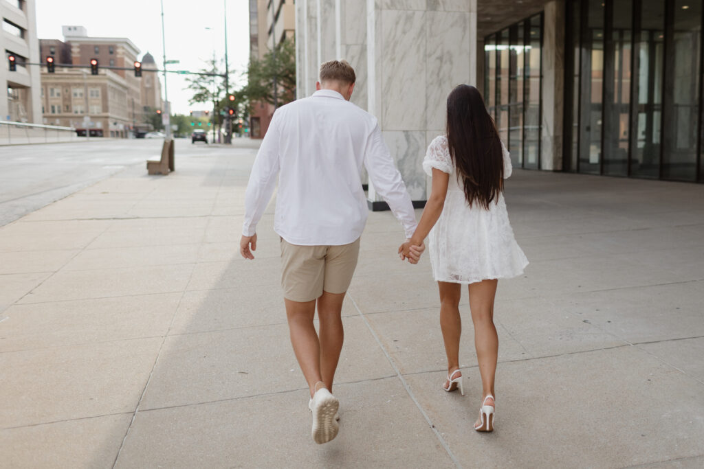 walking downtown by the courthouse 