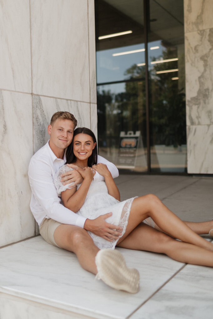 the courthouse is a unique spot for engagement pictures 