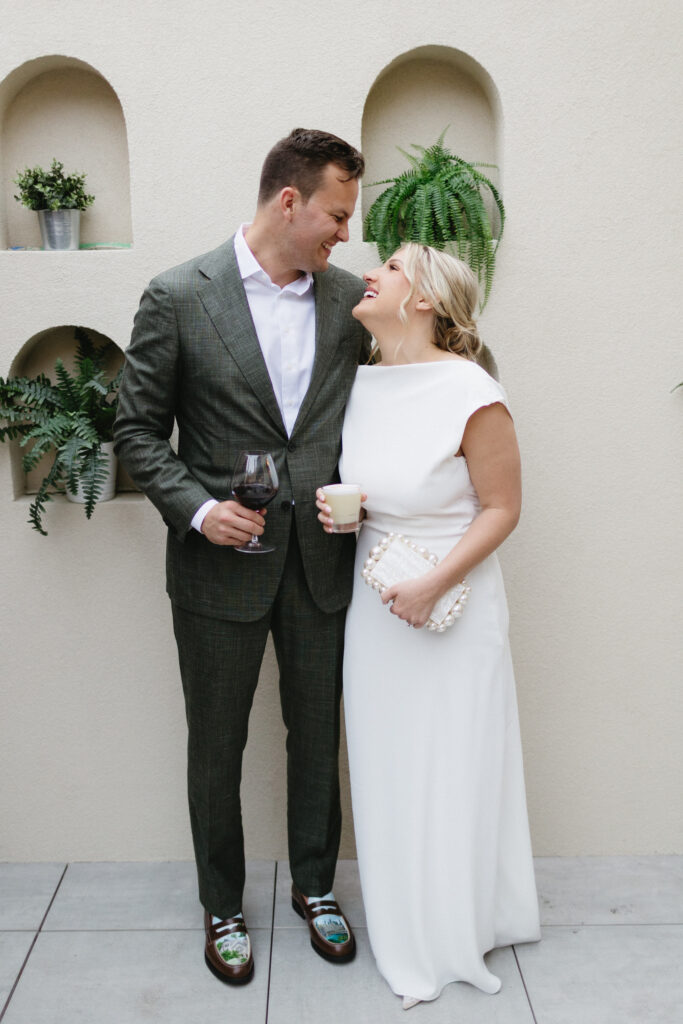 bride and groom at rehearsal dinner at tanta chicago