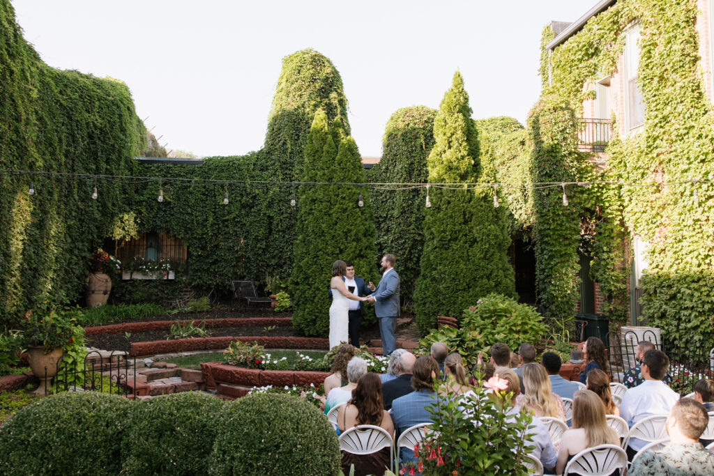 outdoor late summer ceremony at Lucile's Old Market