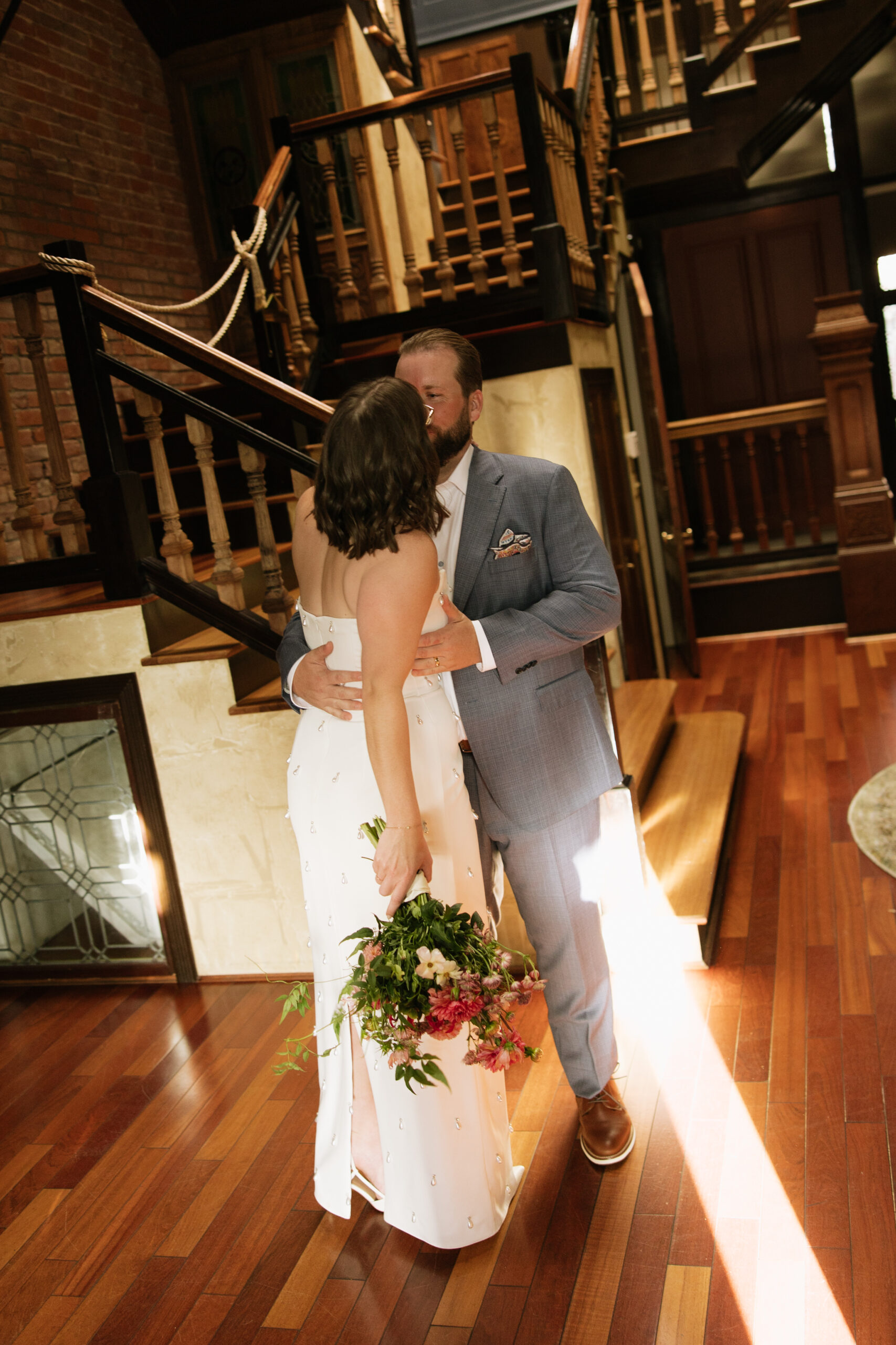 Zach and Ally after their intimate wedding at Lucile's Old Market
