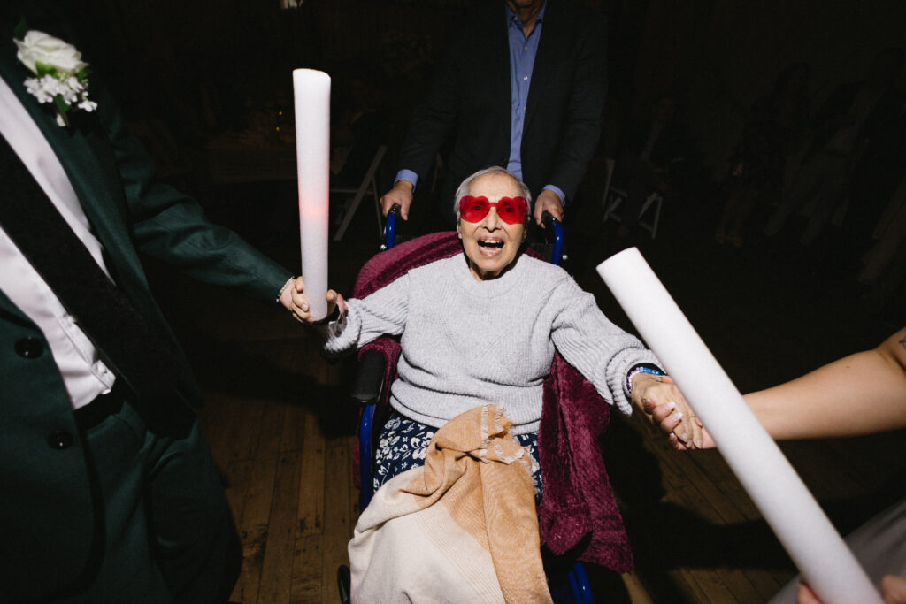 grandmother dances at the wedding reception 