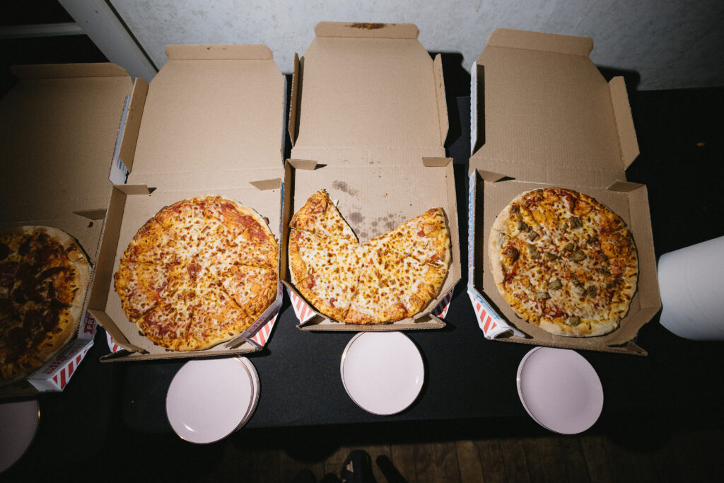 pizza for the wedding reception snack 
